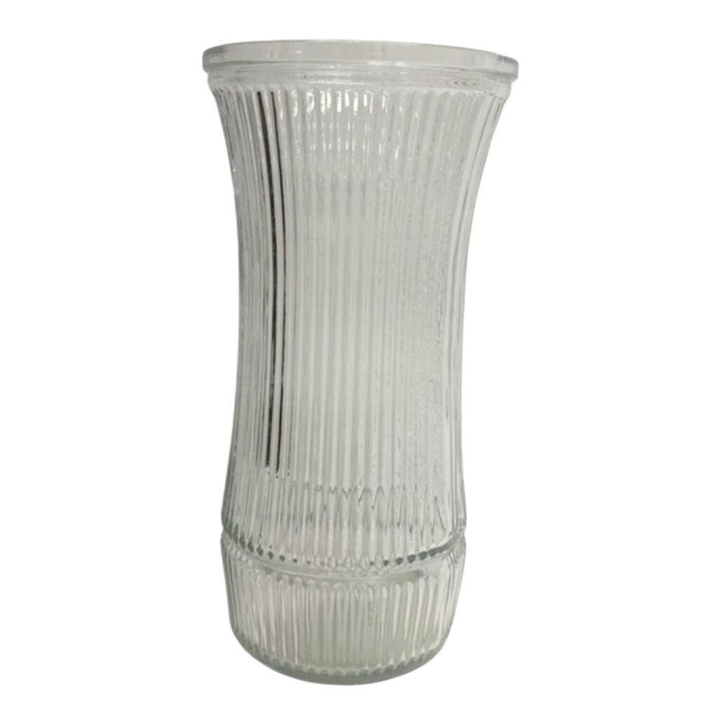 Vintage Clear Ribbed Glass Vase decor accent piece